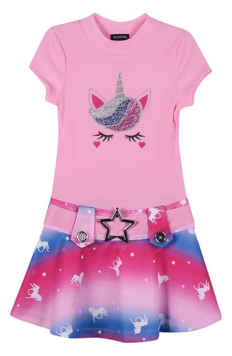 Kids' Unicorn Ribbed Dress (Little Kid)