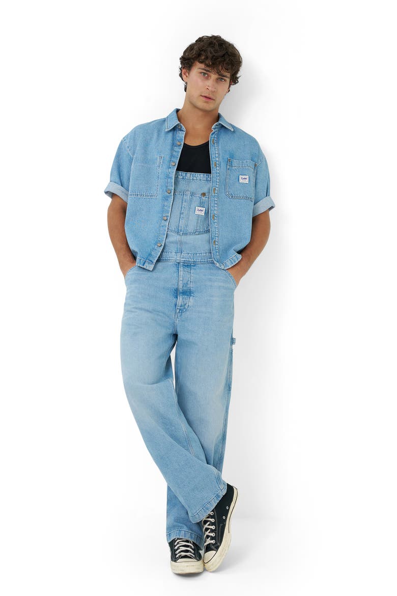 Cotton Denim Bib Overalls, Alternate, color, JUST ME