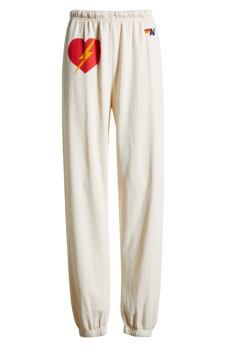 Aviator Nation Bolt Heart Cotton Blend Joggers, Alternate, color, Vintage White
