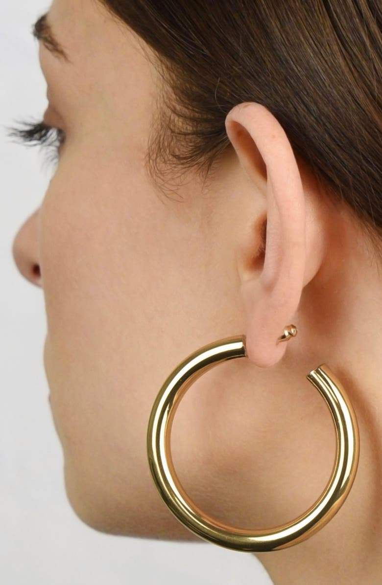 ES JEWELRY Set of 2 50mm Hoop Earrings, Alternate, color, Yellow And White Gold