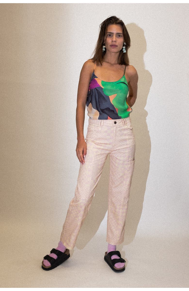 Untitled in Motion Pierot Straight-Leg Checkered Jeans, Alternate, color, Pink Check