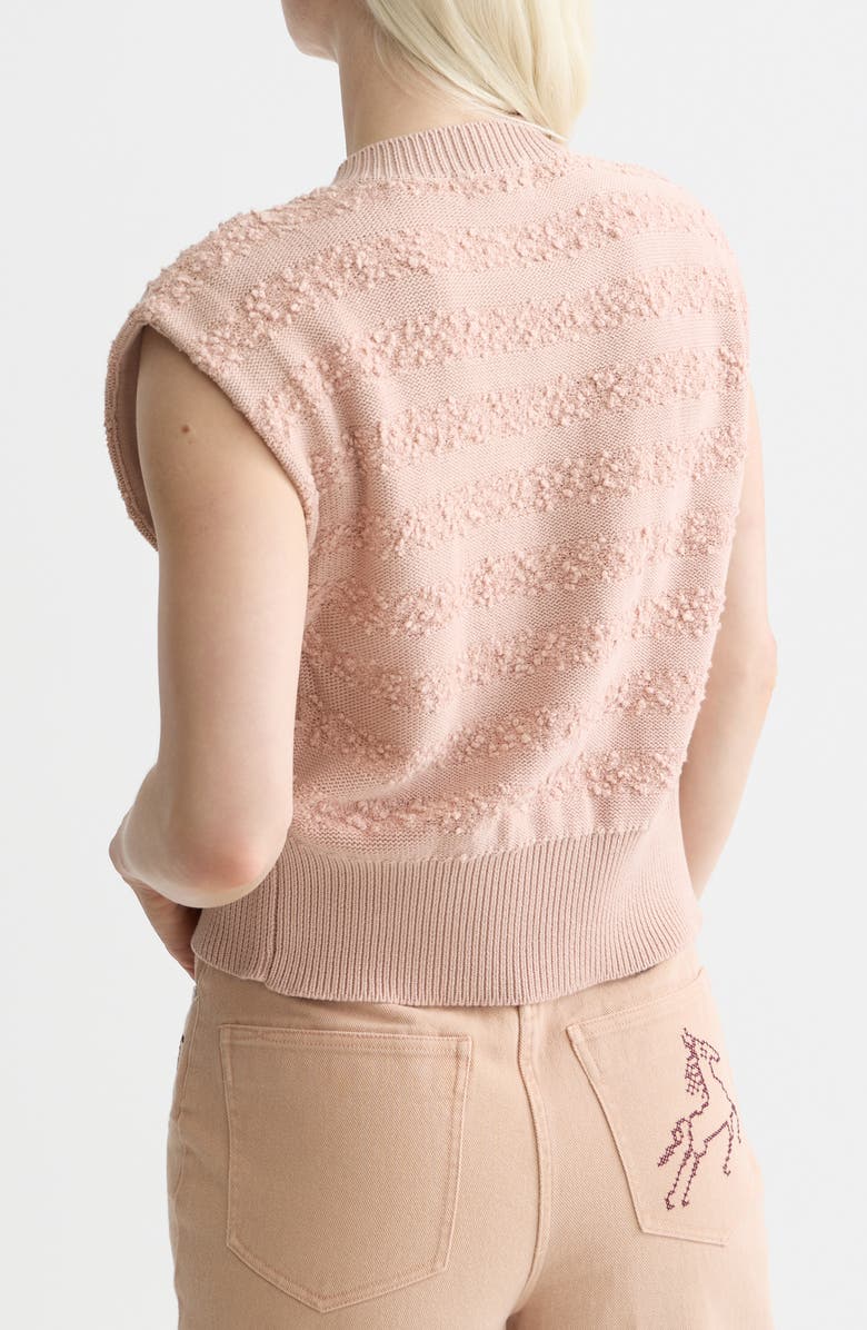 Scotch & Soda Bouclé Stripe Cotton Blend Sweater Vest, Alternate, color, Rose Dust