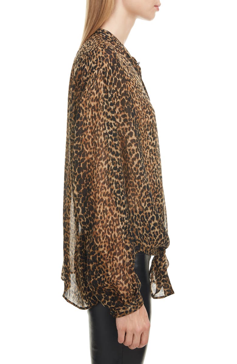 Saint Laurent Leopard Print Wool Tunic, Alternate, color, 