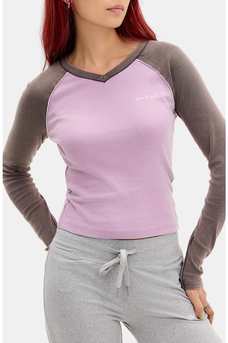 Long Sleeve Cotton V-Neck T-Shirt, Main, color, LAVENDER