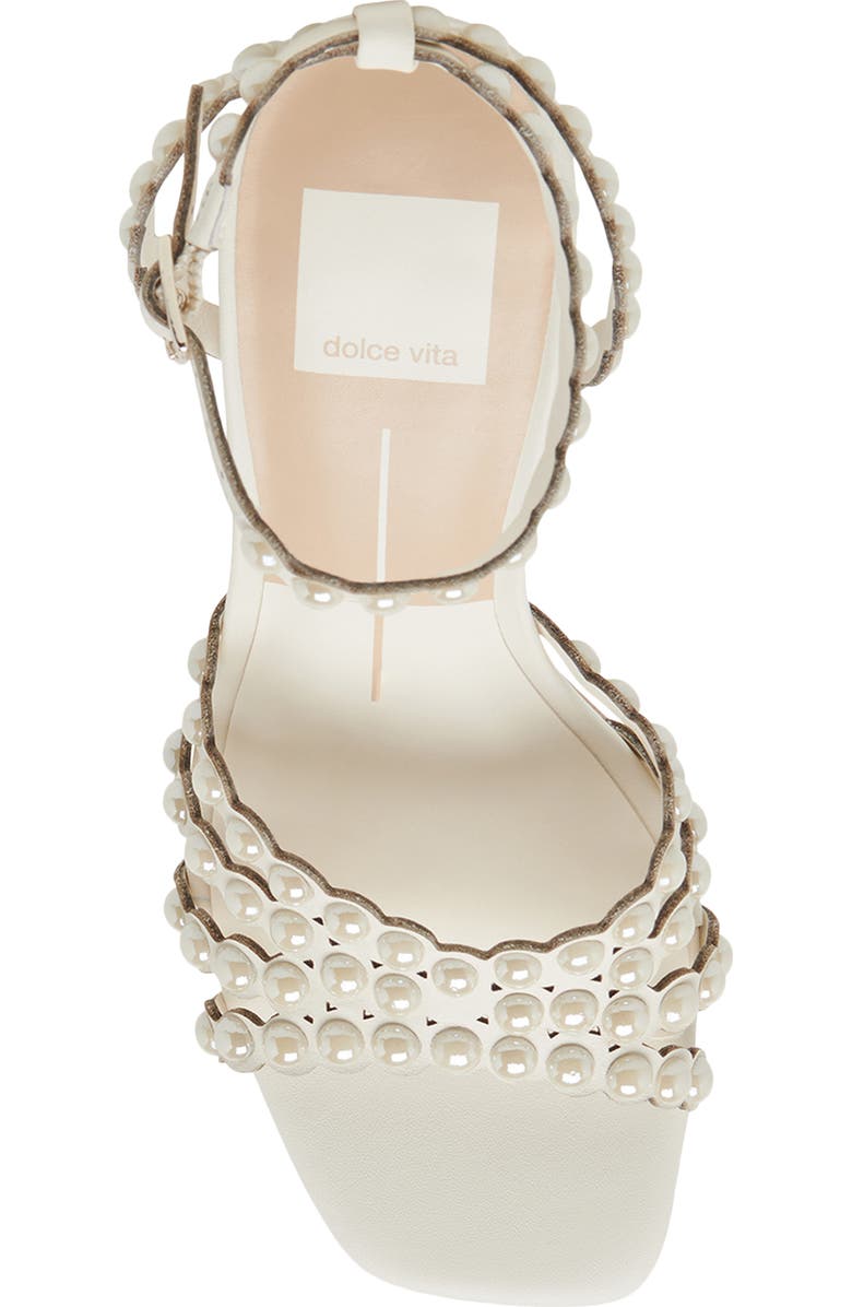 Dolce Vita Hellen Pearly Bead Ankle Strap Sandal, Alternate, color, White Leather