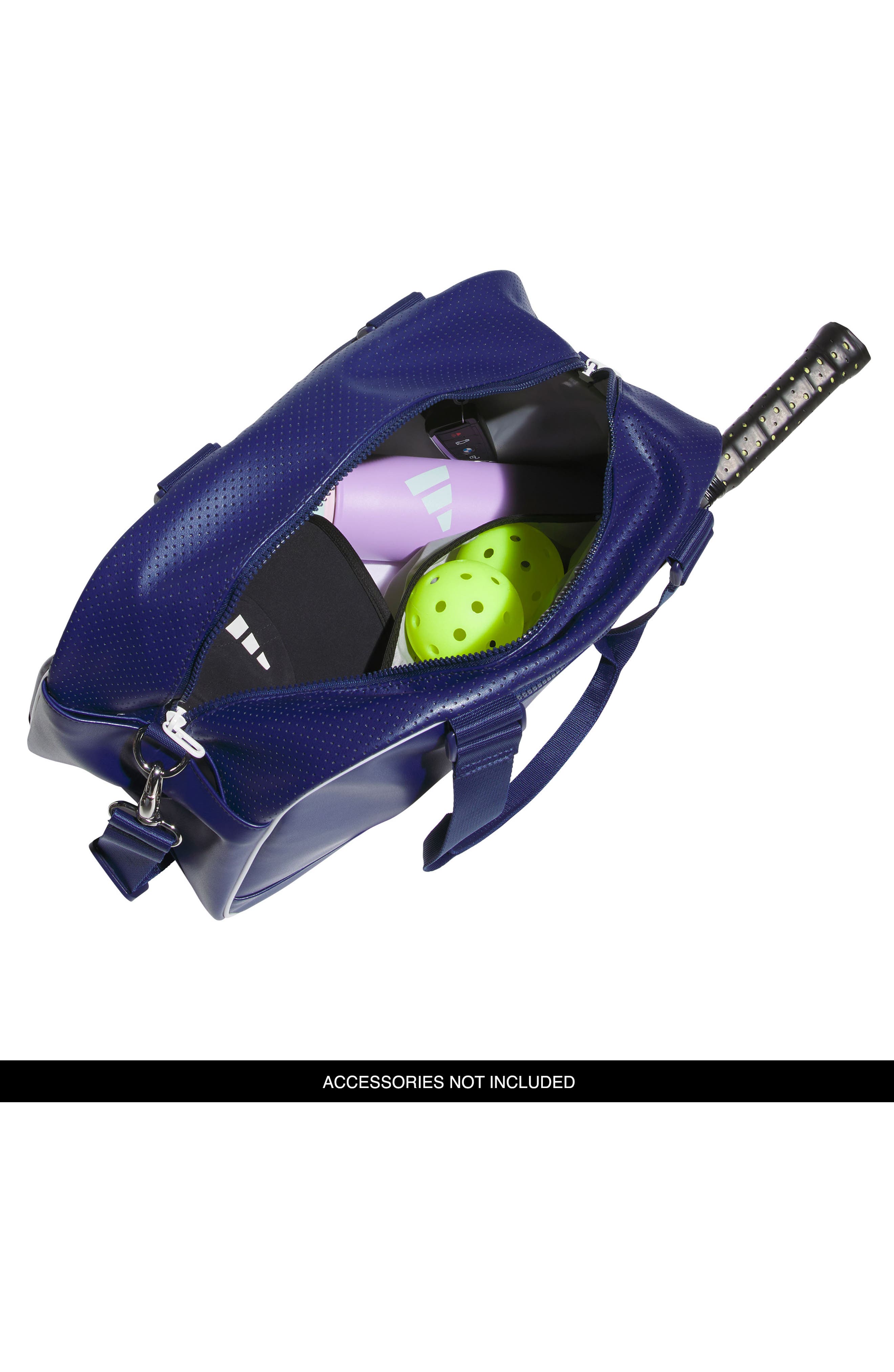Faux Leather Pickleball Tote, Alternate, color, DARK BLUE/ WHITE