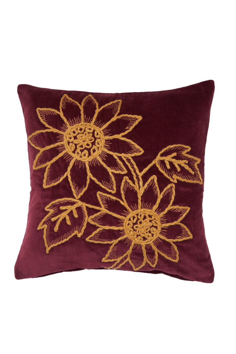 Sunflower Harvest Accent Throw Pillow 18" x 18", Main, color, Red
