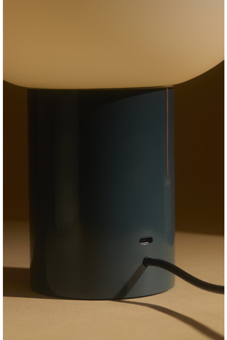 Ivy 9.5" Modern LED Table Lamp with Oval Frosted Glass Shade and Phone Charging USB-C Port, Alternate, color, Teal