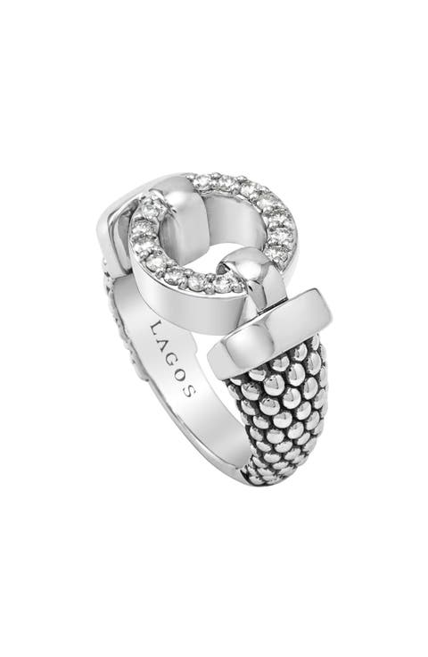'Enso - Circle Game' Diamond Caviar Ring