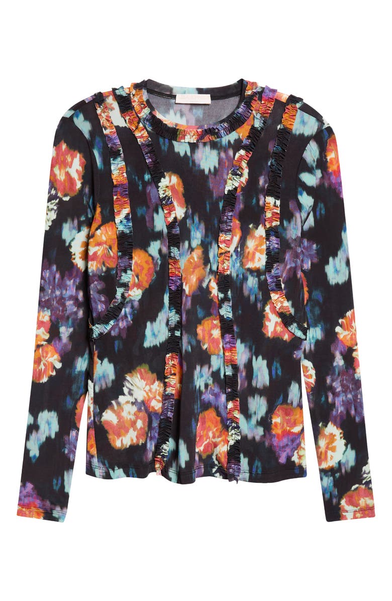 Ulla Johnson Clover Floral Frill Detail Jersey Top, Main, color, Nocturne