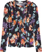 Ulla Johnson Clover Floral Frill Detail Jersey Top