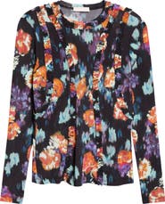 Ulla Johnson Clover Floral Frill Detail Jersey Top