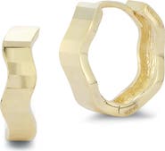 Ember Fine Jewelry <p>14K Gold Wavy Huggie Hoop Earrings</p>