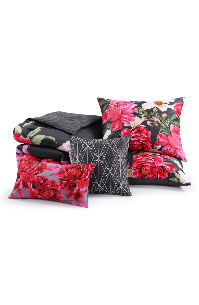 Bebejan Flower Garland Cotton Sateen Comforter Set, Alternate, color, Grey