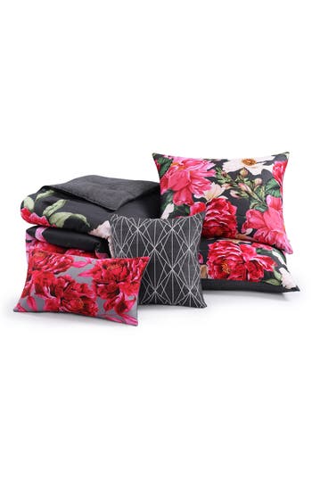 Bebejan Flower Garland Cotton Sateen Comforter Set In Grey