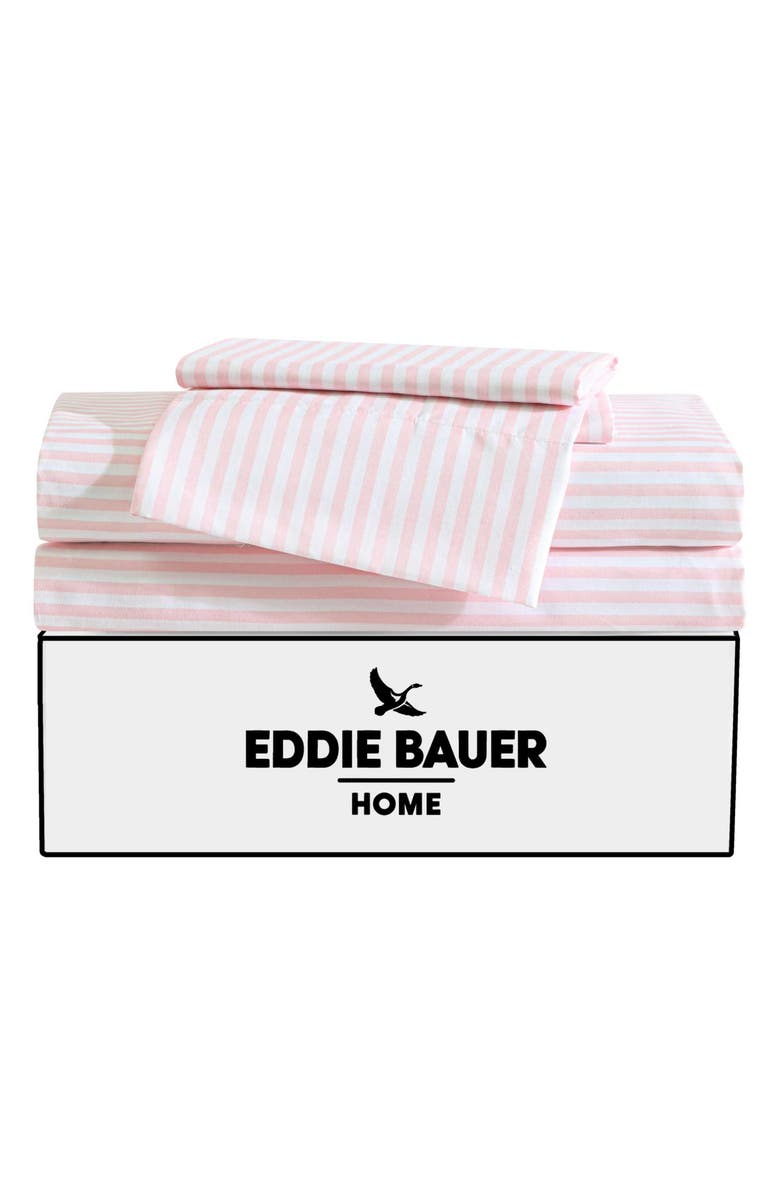 Eddie Bauer Little Stripe Microfiber Sheet Set, Alternate, color, Light Pink/ White