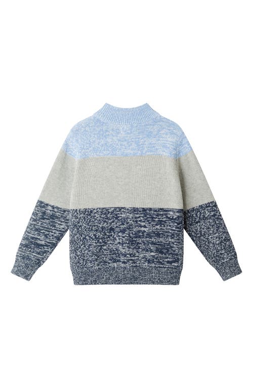 Andy & Evan Kids' Colorblock Quarter Zip Cotton Sweater In Multi