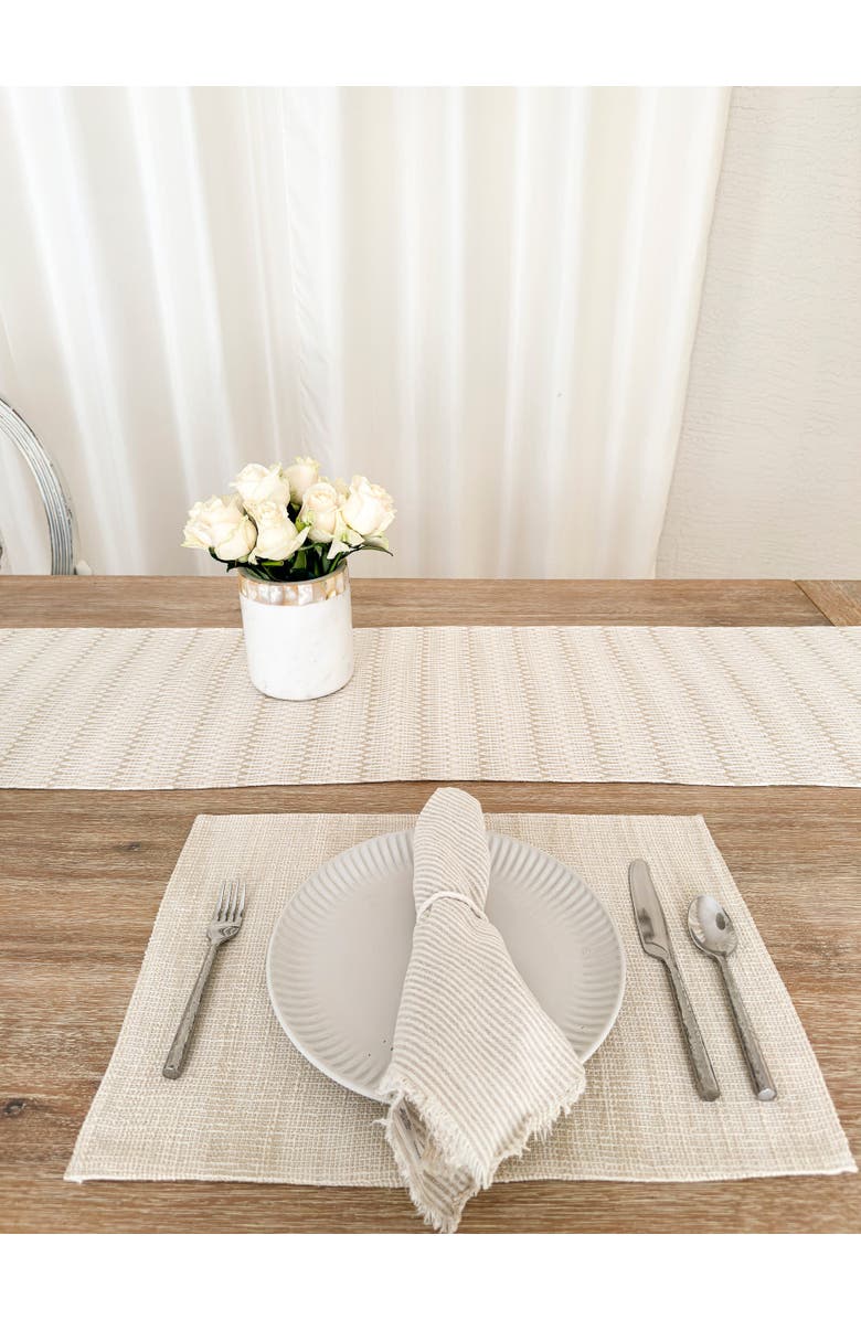 Anaya Summer Twist Indoor Outdoor Table Runner, Alternate, color, Beige