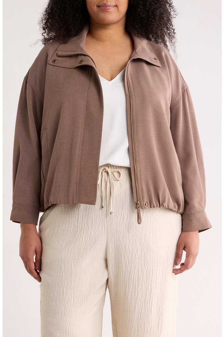 Bubble Hem Bomber Jacket, Main, color, MUSHROOM