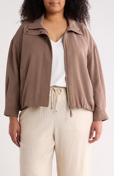 Bubble Hem Bomber Jacket (Plus)