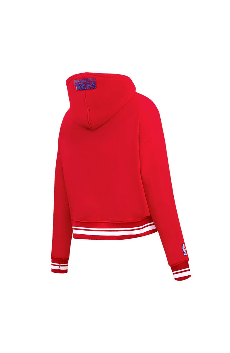 PRO STANDARD Women's Pro Standard Red Philadelphia 76ers Script Tail Cropped Pullover Hoodie, Alternate, color, Red