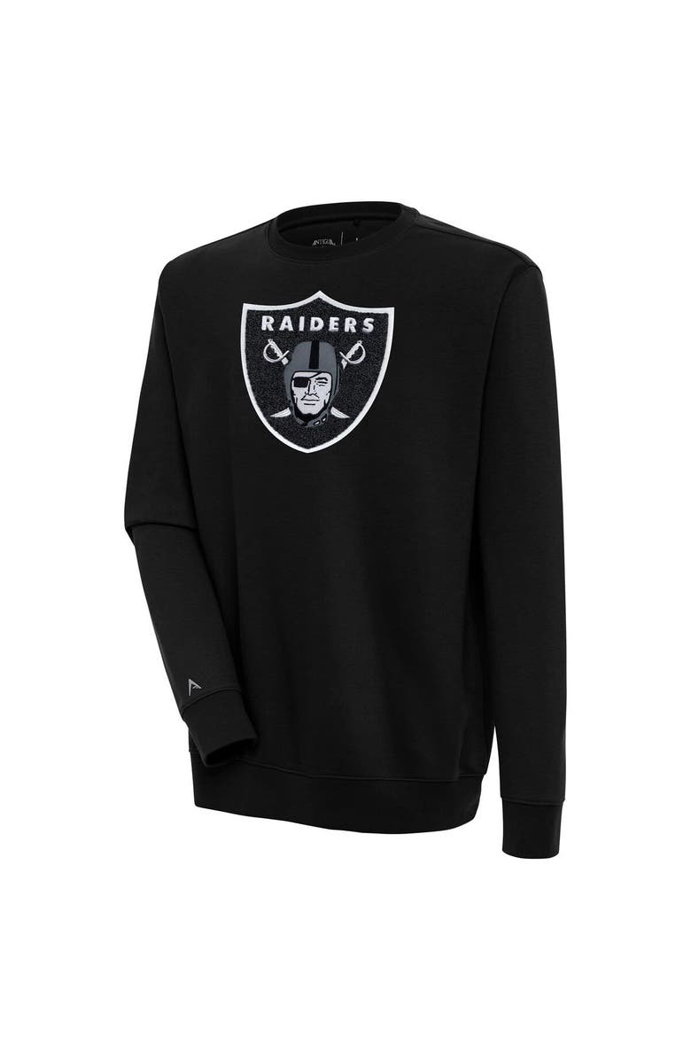 ANTIGUA Men's Antigua Black Las Vegas Raiders Victory Crewneck Pullover Sweatshirt, Main, color,
