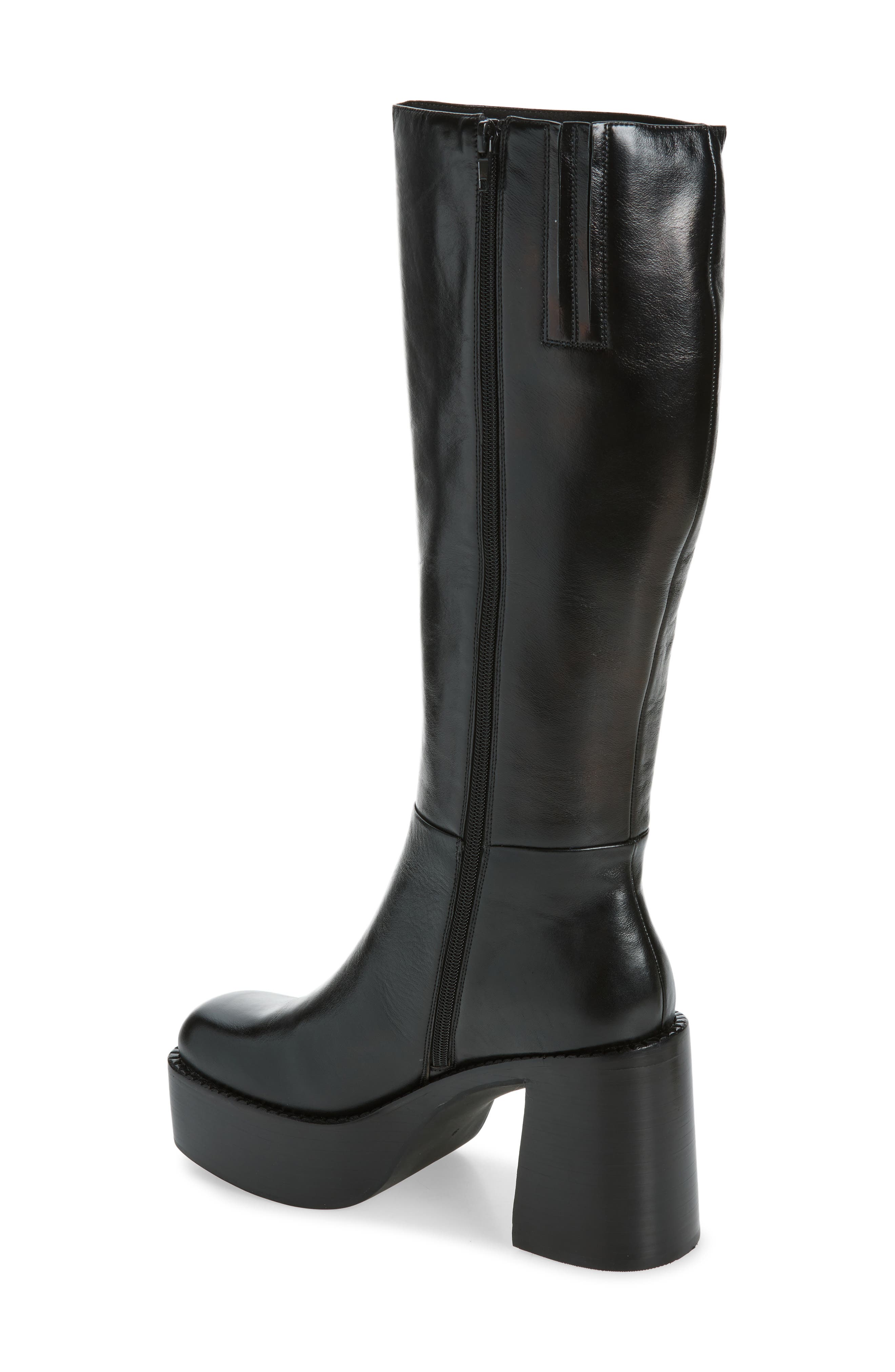 The-Band Knee High Leather Boot, Alternate, color, BLACK