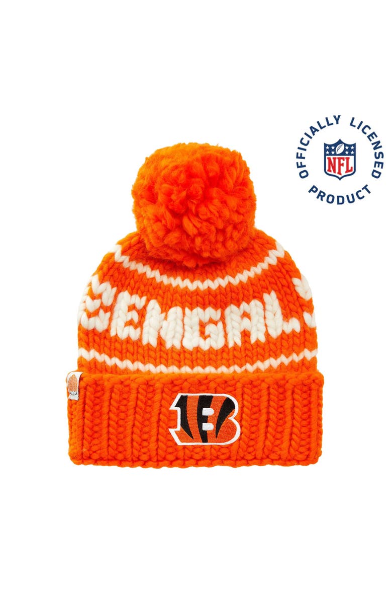 Lele Sadoughi Orange Bengals Beanie With Yarn Pom Pom, Main, color, Orange 800