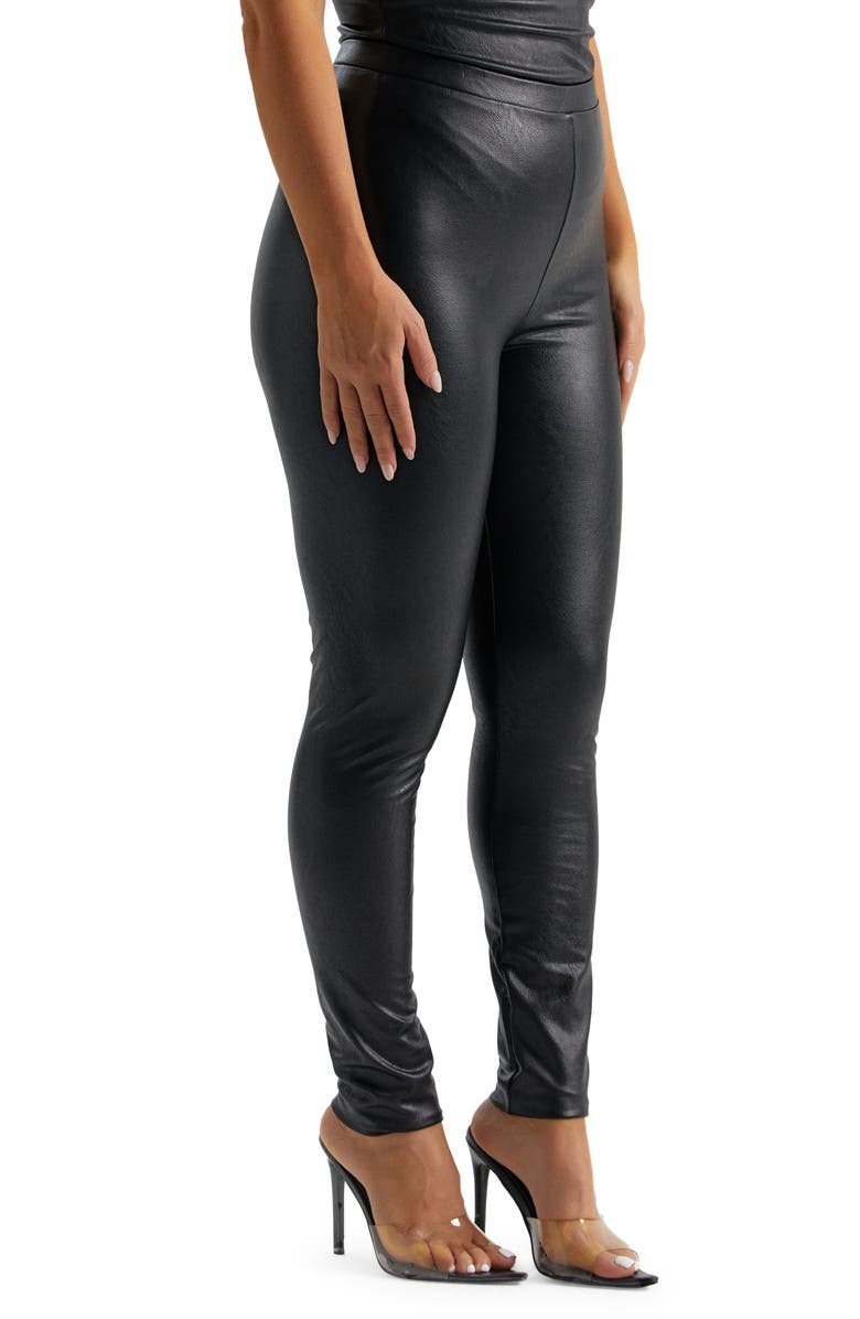 Naked Wardrobe All Faux U High Waist Faux Leather Leggings, Alternate, color, 