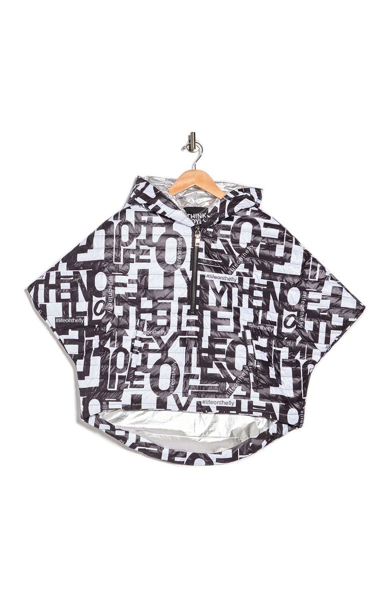 THINK ROYLN Printed High Low Puffer Poncho, Alternate, color,