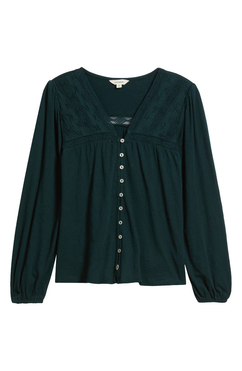 Lucky Brand Lace Yoke Peasant Top, Alternate, color, Magical Forest