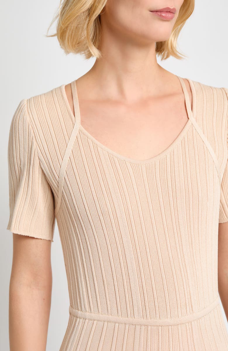 Misook Rib Midi Sweater Dress, Alternate, color, Biscotti