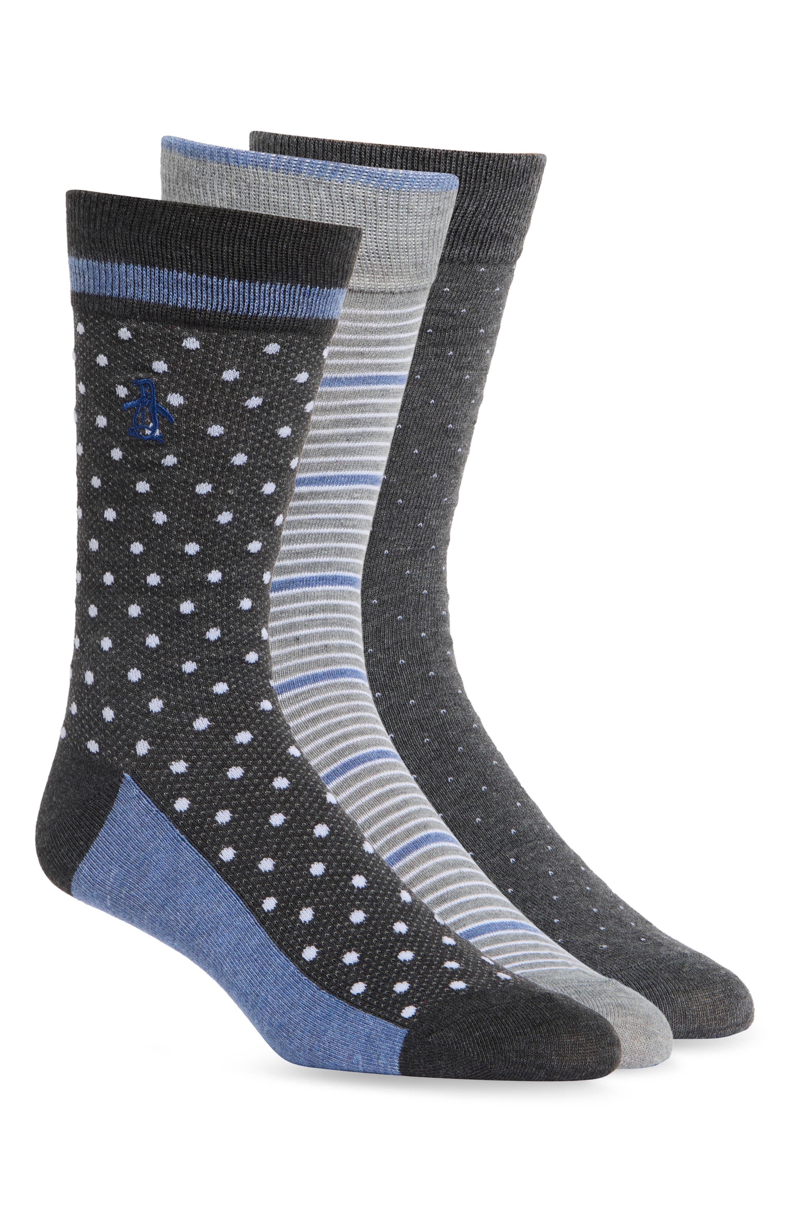 Original Penguin Check Diamond 3-Pack Assorted Dress Socks