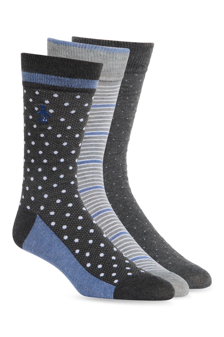 Check Diamond 3-Pack Assorted Dress Socks, Main, color, BLACK