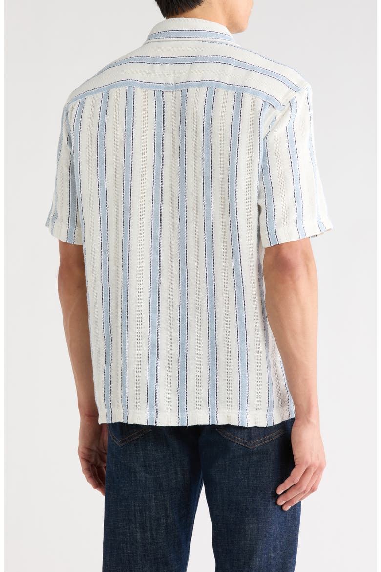 Relaxed Fit Stripe Short Sleeve Button-Up Shirt, Alternate, color, OFF WHITE