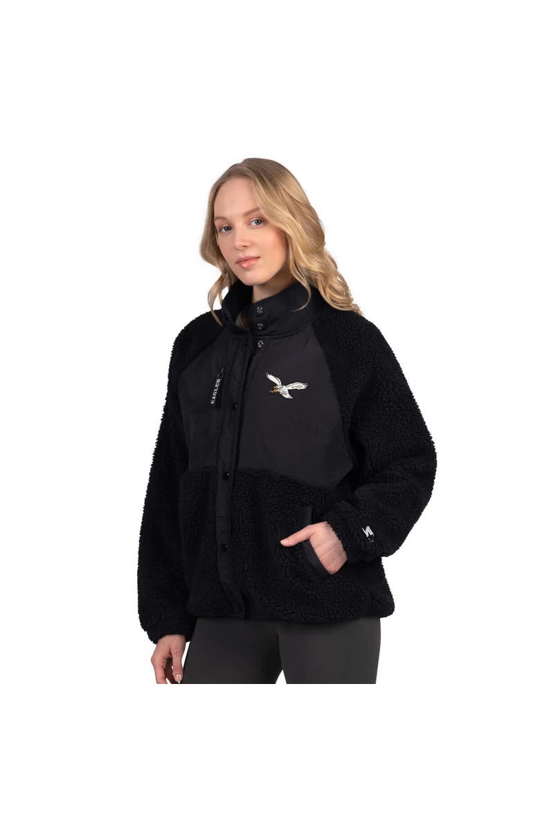 STARTER Women
s Starter Black Philadelphia Eagles On the Ball Sherpa Jacket, Main, color, Black