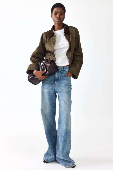 Jacket with corduroy collar