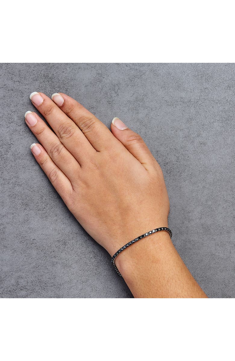 Haus of Brilliance Silver 4.0 Cttw Treated Black Diamond Classic Tennis Bracelet, Alternate, color, White