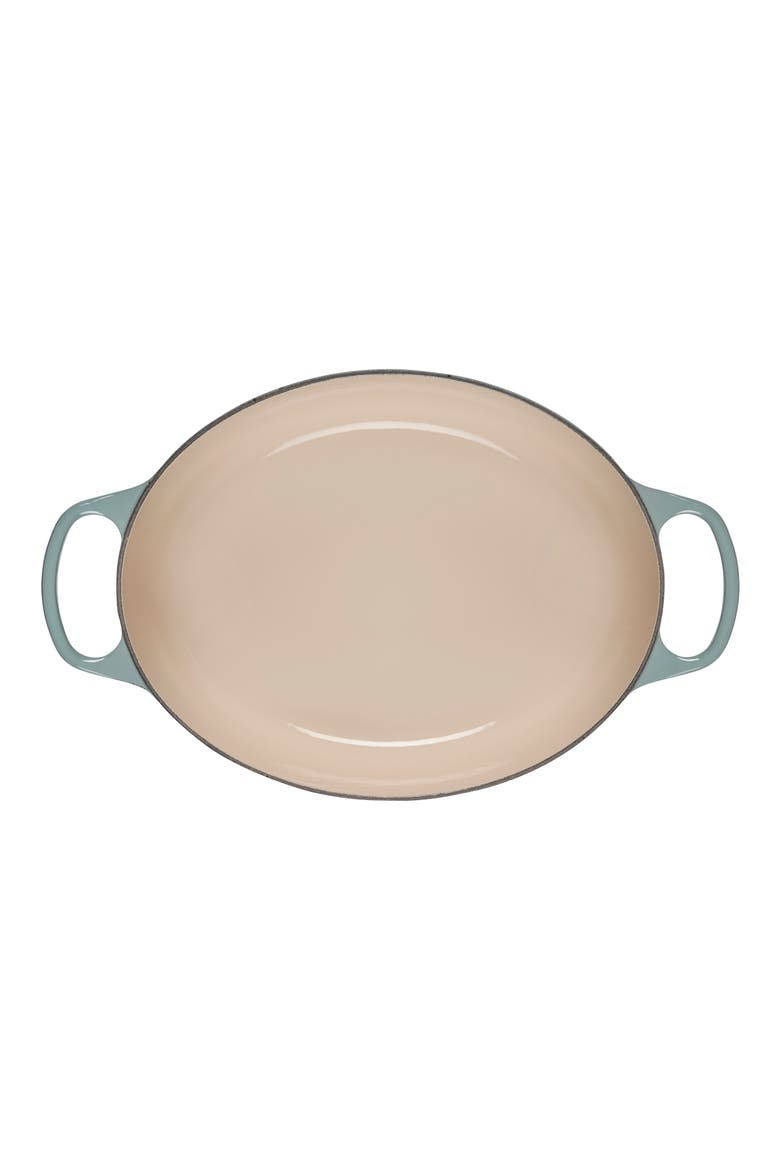 Signature 6.75-Quart Oval Enamel Cast Iron French/Dutch Oven with Lid, Alternate, color, SEA SALT
