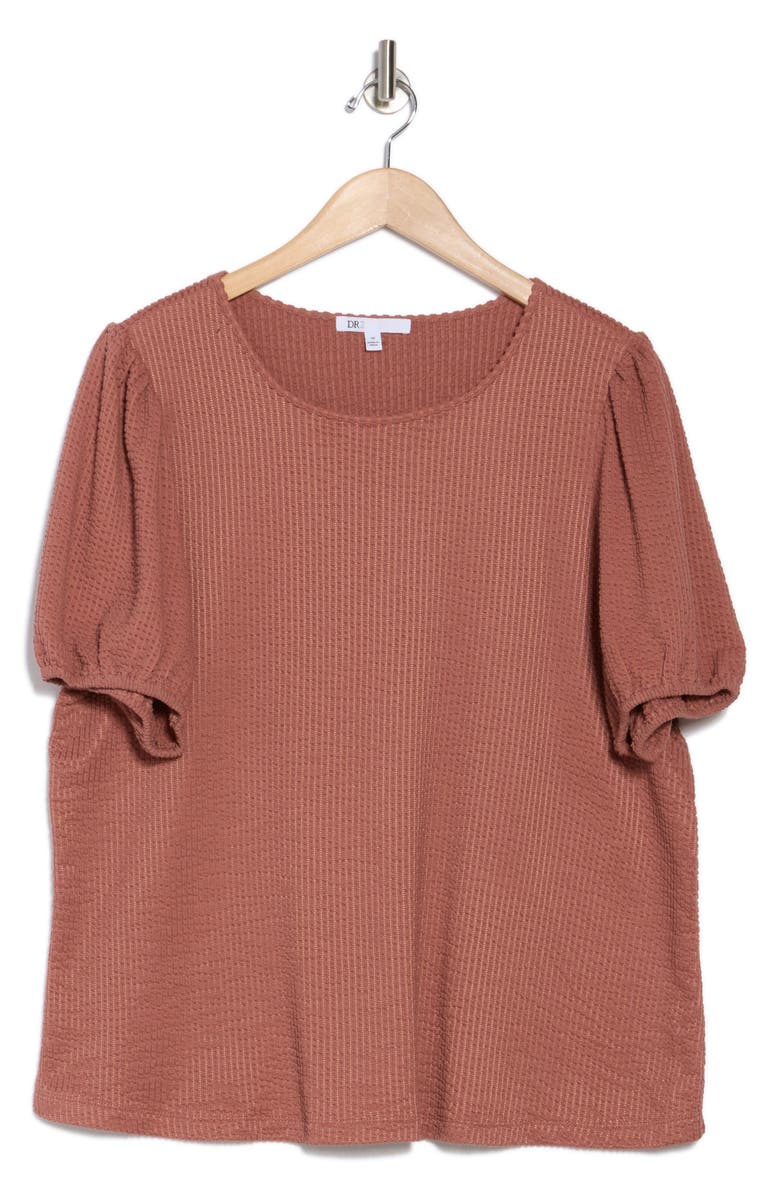 DR2 by Daniel Rainn Textured Puff Sleeve T-Shirt, Alternate, color, Q163 Washed Rouge