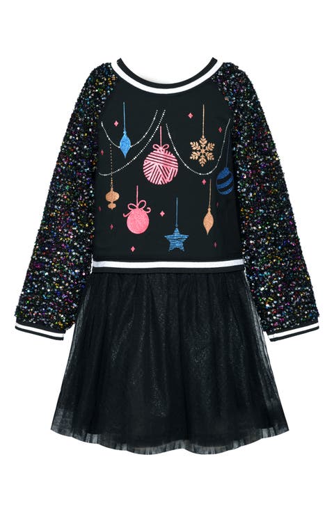 Kids' Ornament Long Sleeve Dress (Toddler & Little Kid)