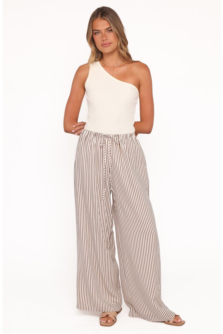 Elowen High Rise Wide Leg Drawstring Pants, Alternate, color, BROWN STRIPE