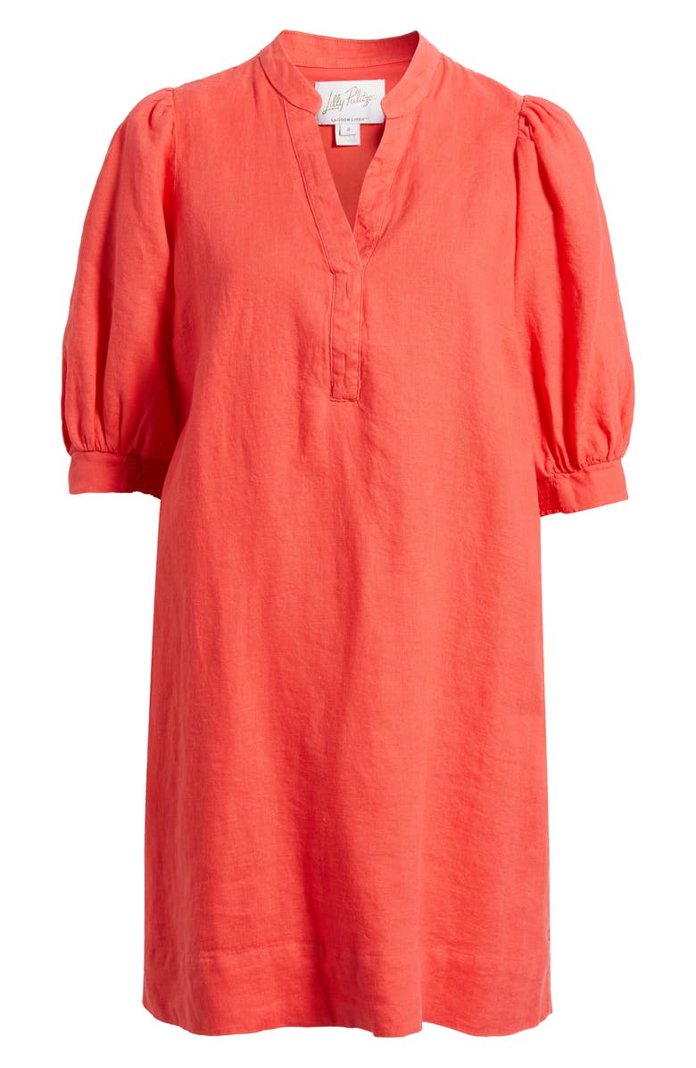 Lilly Pulitzer<sup>®</sup> Mialeigh Puff Sleeve Linen Dress, Alternate, color, Cane Coral