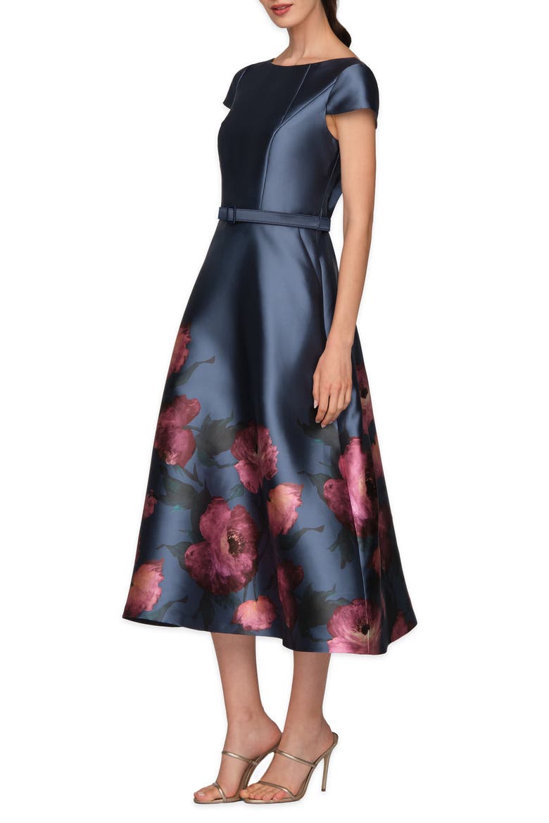 Ina Belted Cocktail Dress, Alternate, color, CHAMBRAY MULTI