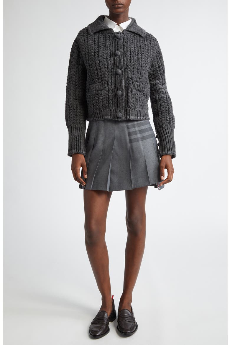 Cable Knit Virgin Wool Cardigan, Alternate, color, DARK GREY