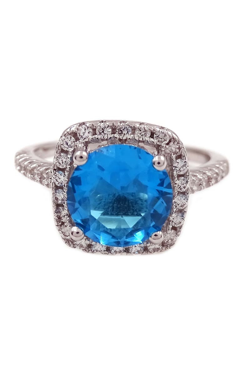 SAVVY CIE JEWELS Sterling Silver Cushion Blue Topaz Cocktail Ring, Alternate, color, 