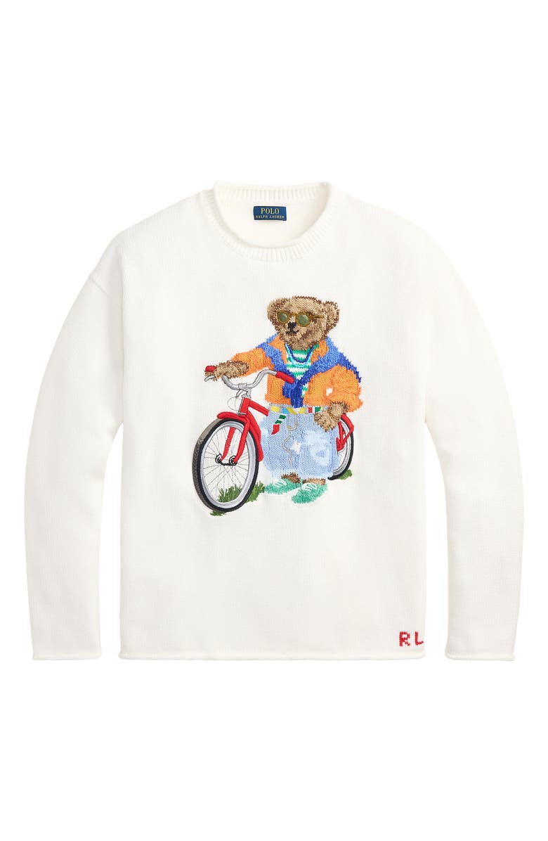 Polo Ralph Lauren Polo Bear Intarsia Sweater, Alternate, color, Deckwash White