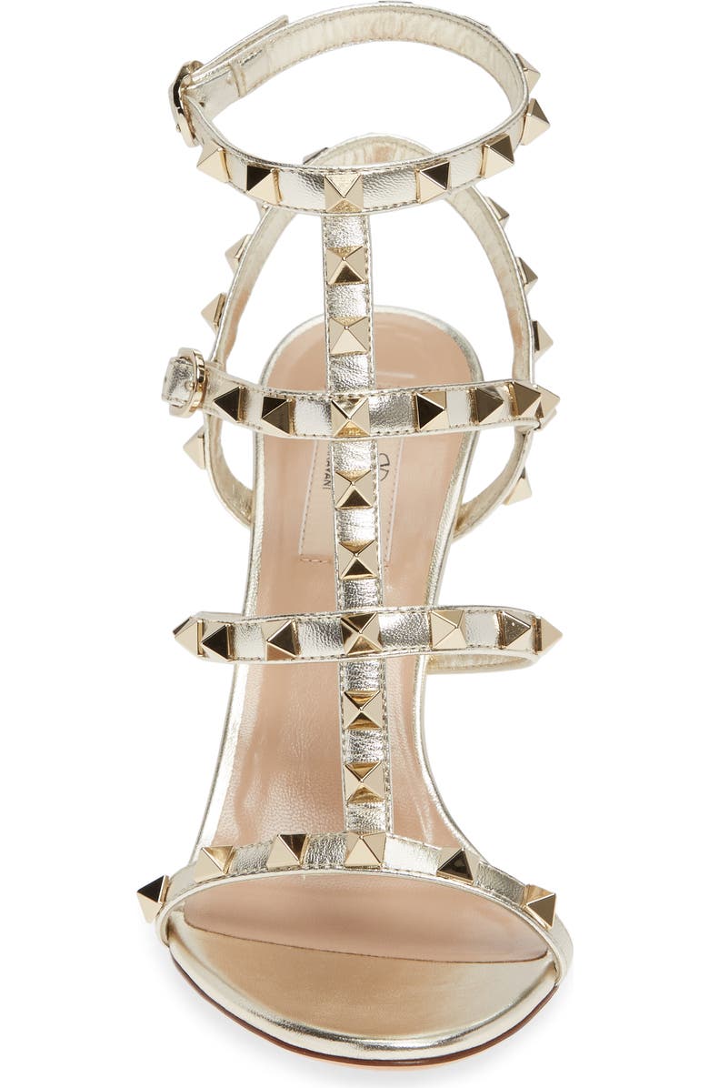 Valentino Garavani Rockstud Metallic Ankle Strap Sandal, Alternate, color,