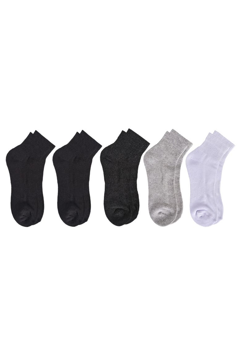Organic Cotton Half Cushion Quarter Sock 5-Pack, Alternate, color, Grey White Black