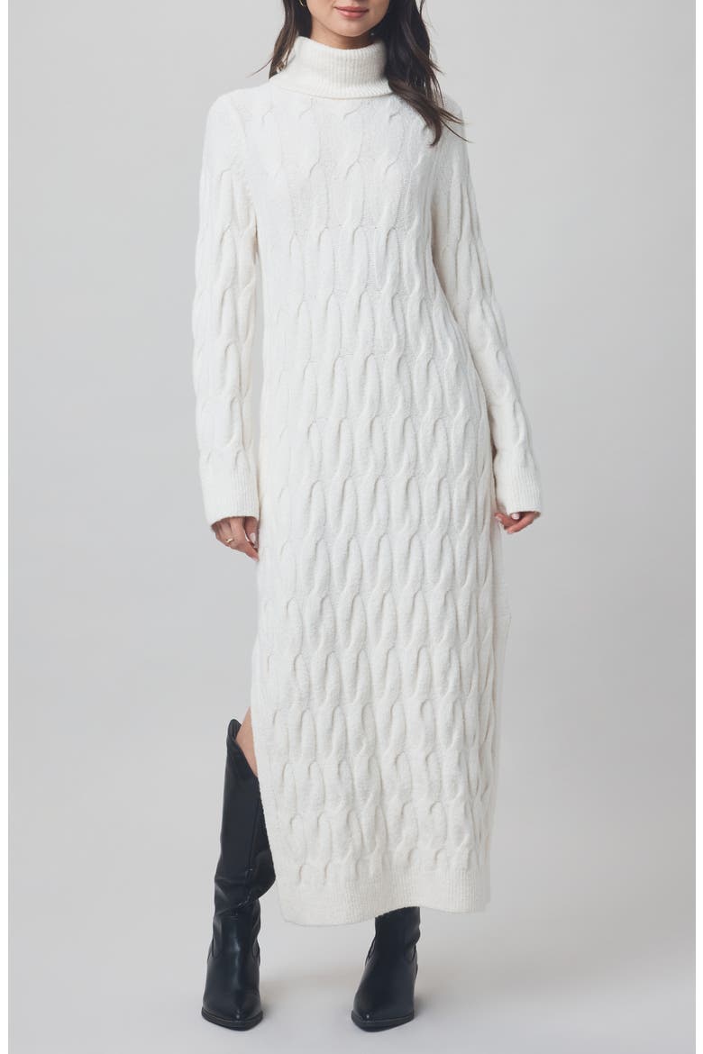 x @cellajaneblog Cable Knit Sweater Dress, Main, color, SNOW